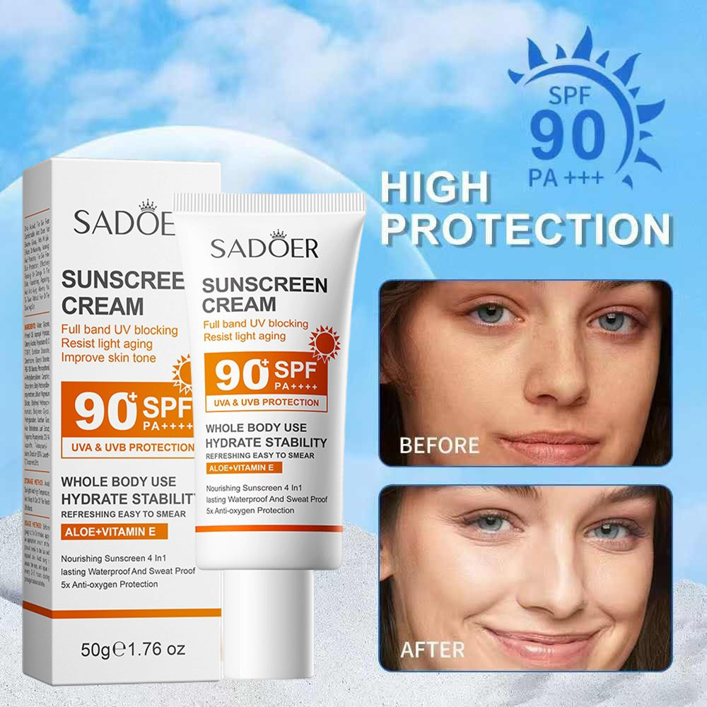Spf 50 Waterproof Sunscreen - Sadoer 日焼け止めクリーム 高保護 SPF 90+ PA+++