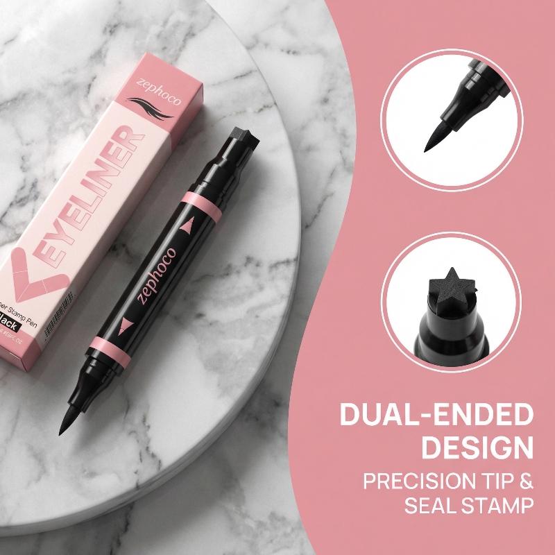ブラックブラウン一体型アイライナースタンプ精密な輪郭シグネッ - Waterproof Liquid Eyeliner Pen のレビューと価格