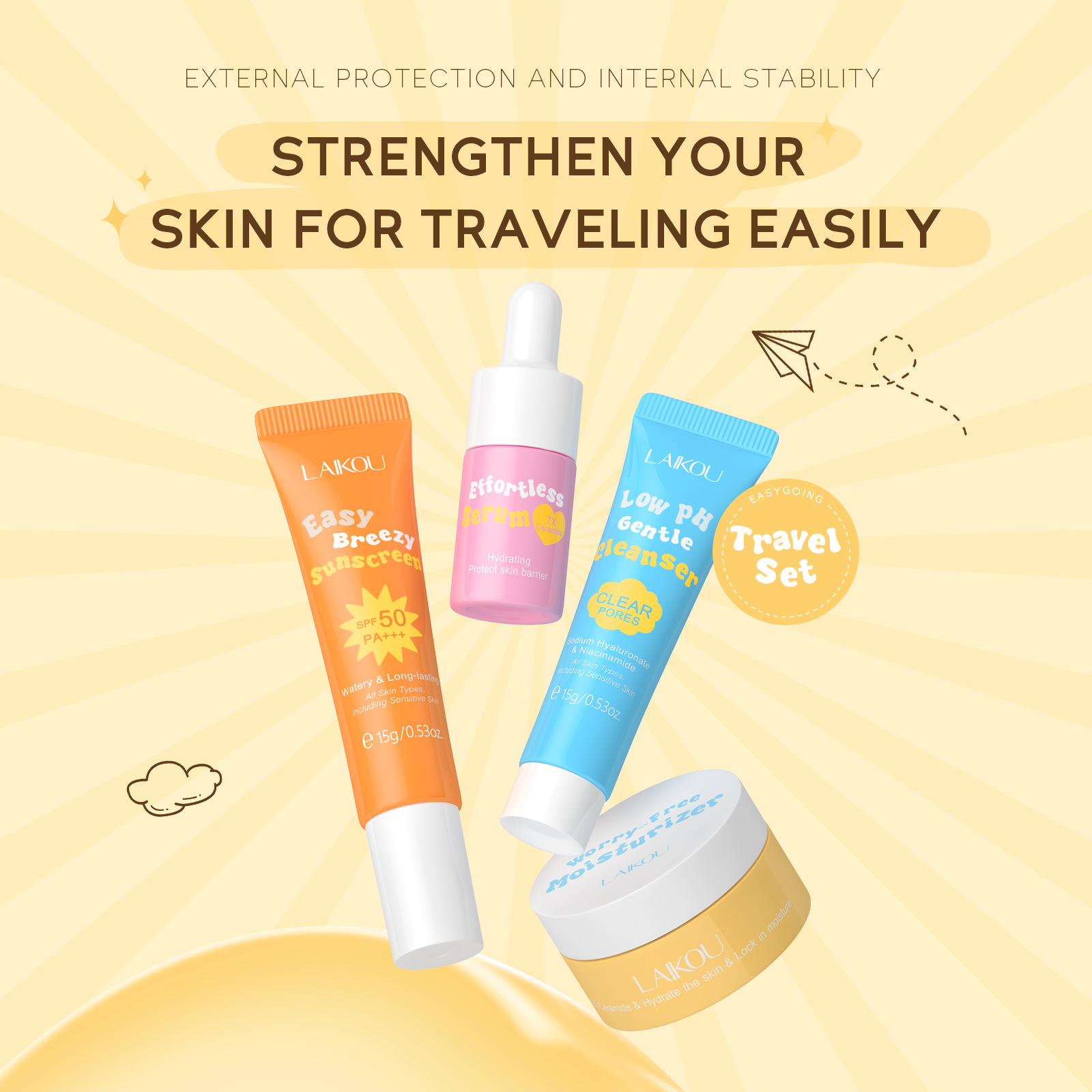 Laikou-旅行用セラミックセラム,穏やかな低pHクレンザ - Hyaluronic Acid Facial Serum のレビューと価格