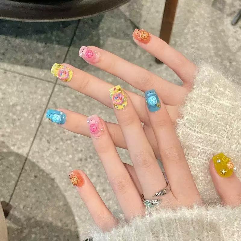 100個入り ミニチュア カラフルなカメのレジンチャーム、裏 - Nail Art のレビューと価格