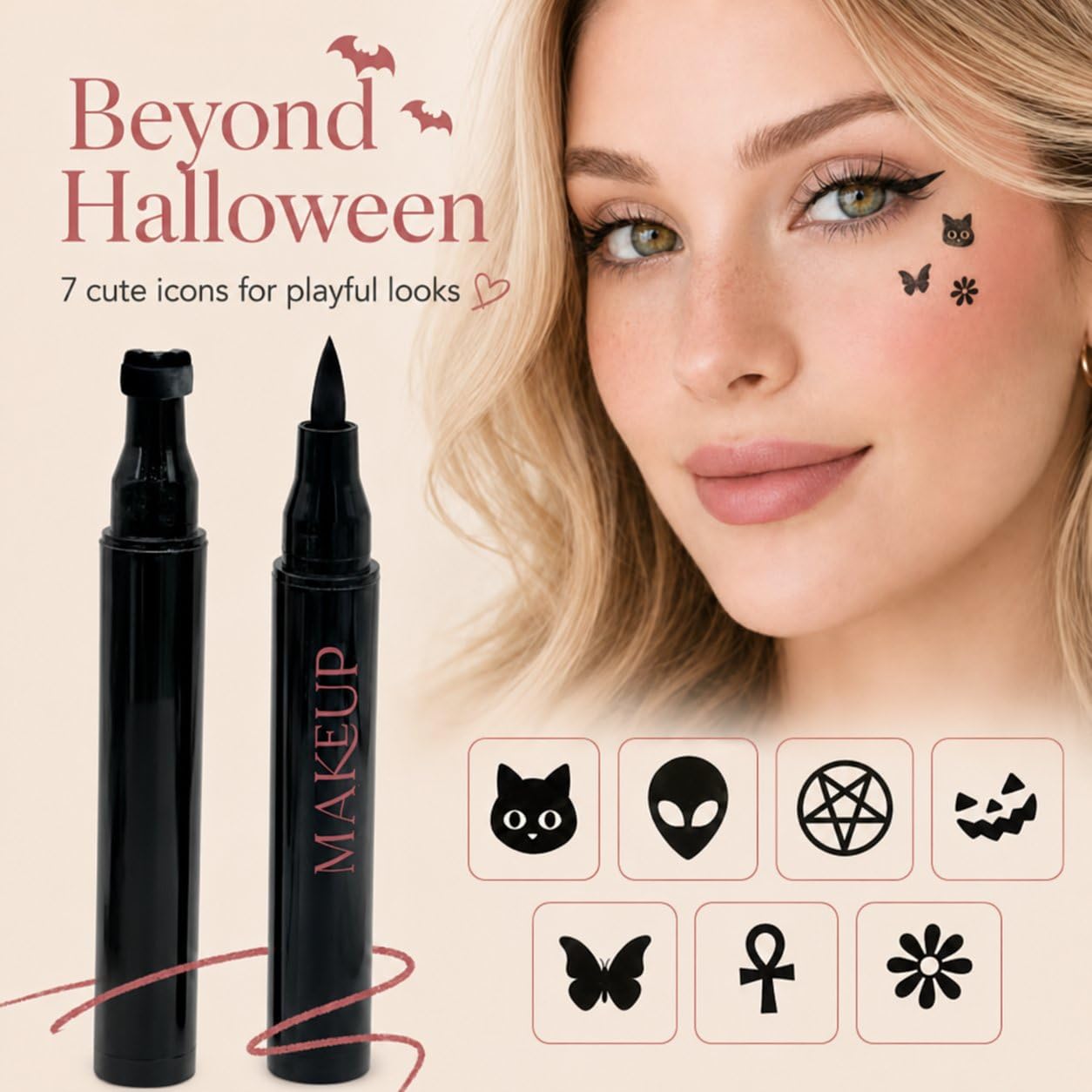 ハロウィン両端スタンプアイライナー 防水ブラックリキッドアイ - Waterproof Liquid Eyeliner Pen のレビューと価格