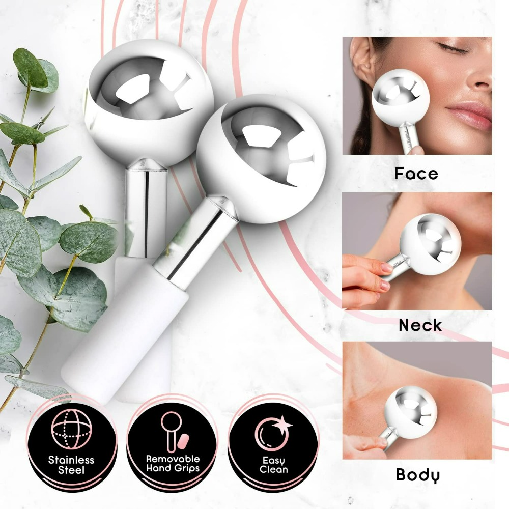 クライオフェイスマッサージャーアイスグローブ壊れないスチール - Face Ice Roller Puffiness のレビューと価格